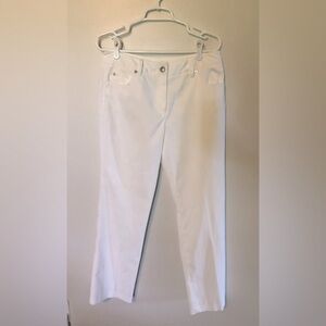 White Straight-Leg White Pants Pinwale Fine Corduroy Petite